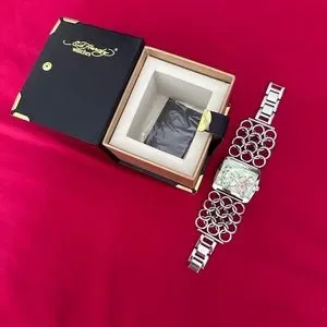 Ed Hardy | Accessories | Ed Hardy Flower Dial Silver Tone  display picture 2